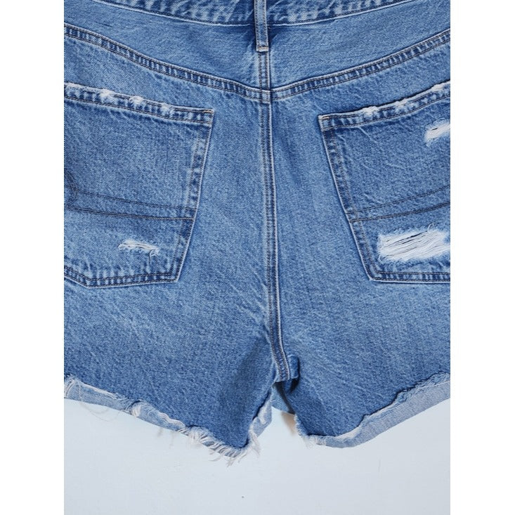 American Eagle Tomgirl Distressed Denim Shorts Medium Wash Size 14
