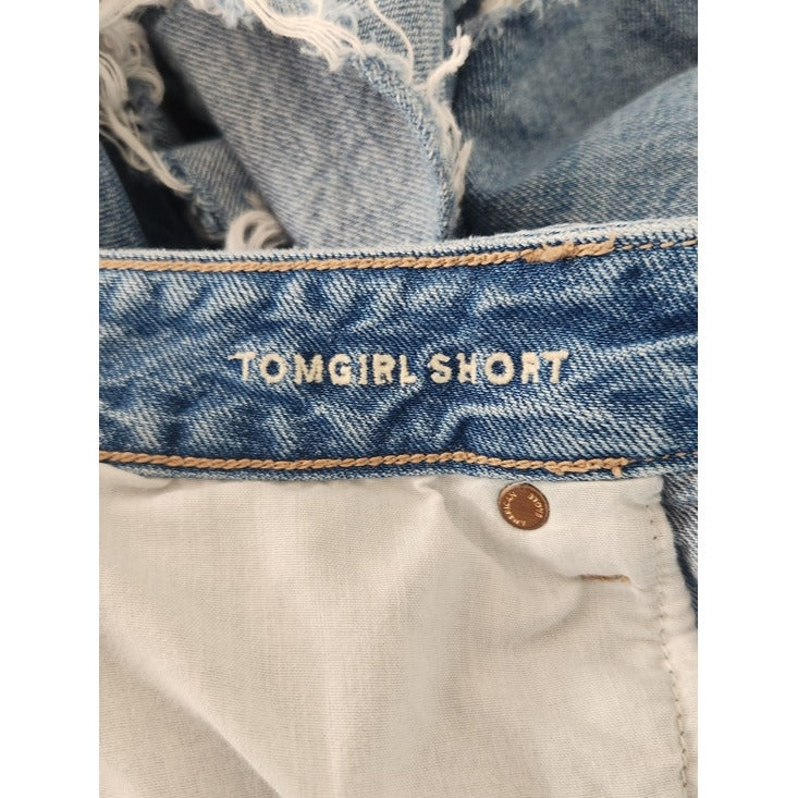 American Eagle Tomgirl Distressed Denim Shorts Medium Wash Size 14
