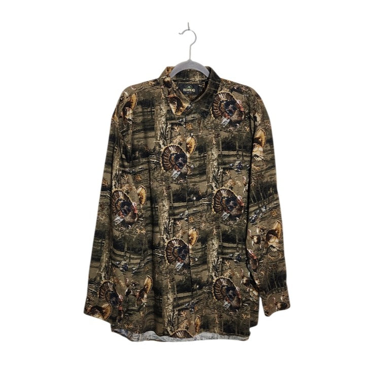 RedHead Camouflage Turkey Print Button Down Shirt Size Large