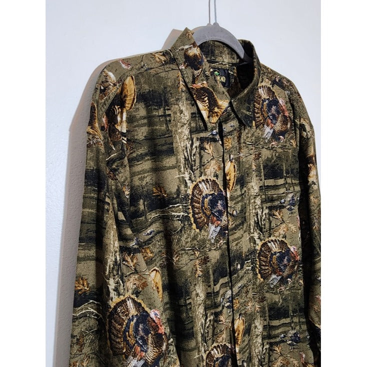 RedHead Camouflage Turkey Print Button Down Shirt Size Large