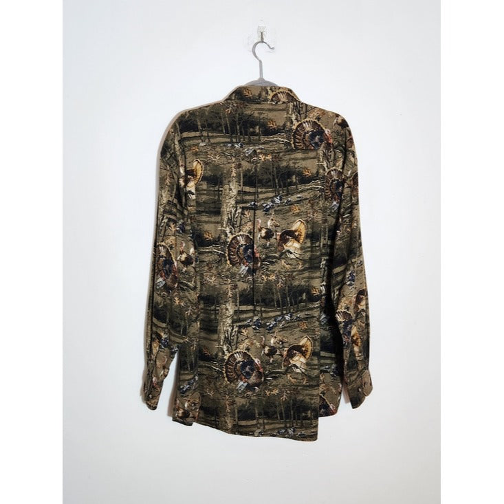 RedHead Camouflage Turkey Print Button Down Shirt Size Large