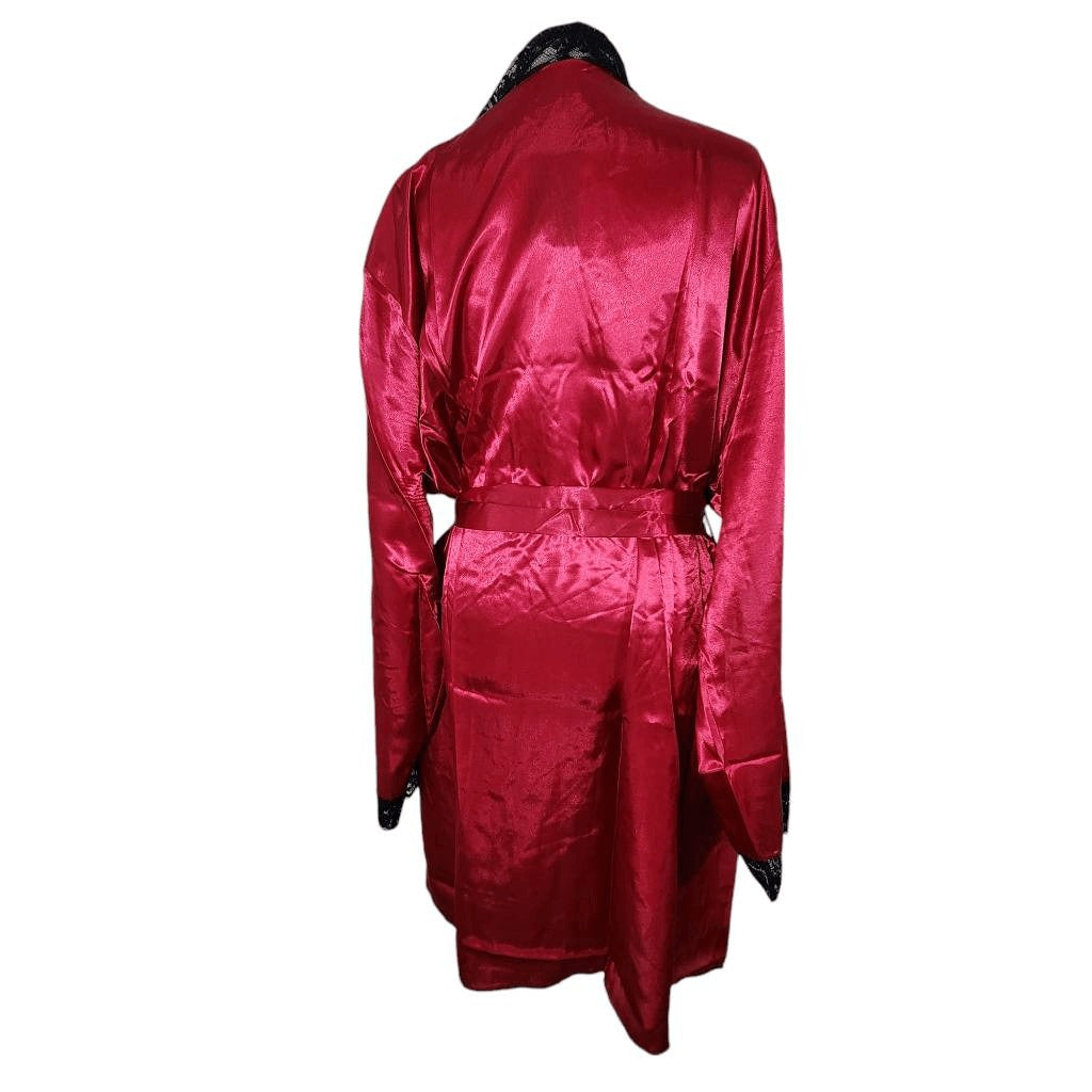 Frederick's of Hollywood Ruby Pink Satin Robe Size 1X NWT Lingerie Shower
