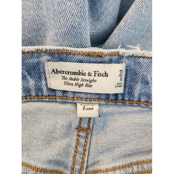 Abercrombie & Fitch Light Wash Ultra High Rise Ankle Straight Jeans Size 0