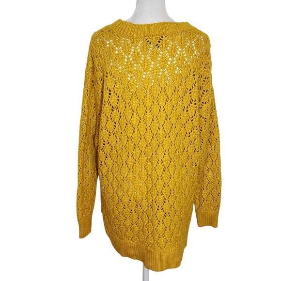 Lane Bryant Mustard Yellow Knit Sweater Size 18/20 Chunky Knit Gold Sweayer