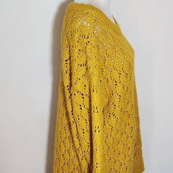 Lane Bryant Mustard Yellow Knit Sweater Size 18/20 Chunky Knit Gold Sweayer