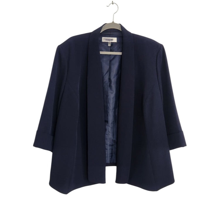 Jones Studio Navy Shawl Collar Open Front Blazer Size 24W