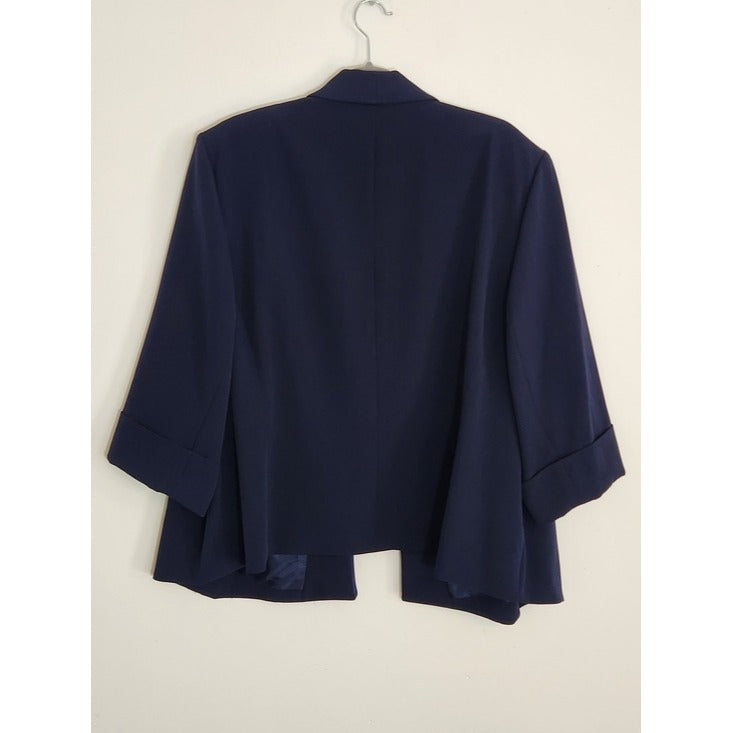Jones Studio Navy Shawl Collar Open Front Blazer Size 24W