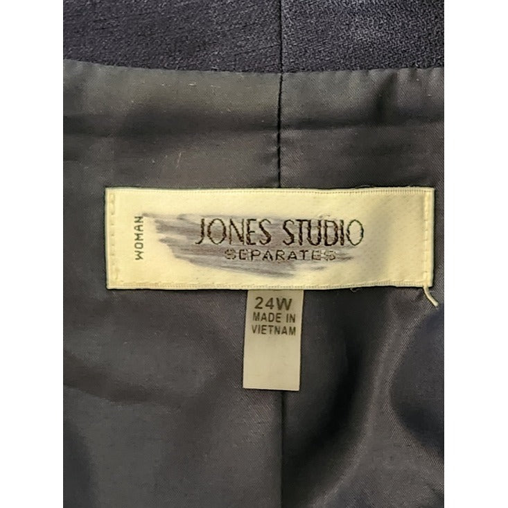 Jones Studio Navy Shawl Collar Open Front Blazer Size 24W