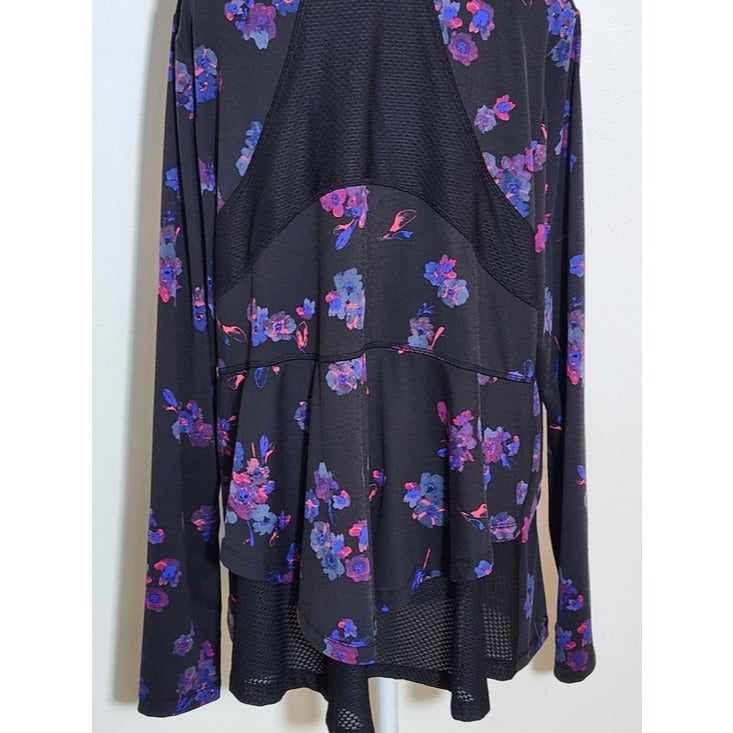 Livi by Lane Bryant Black and Blue Floral Print Activewear Jacket Size 18/20