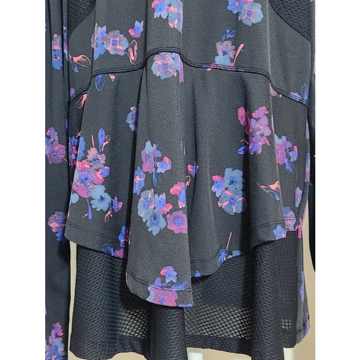Livi by Lane Bryant Black and Blue Floral Print Activewear Jacket Size 18/20
