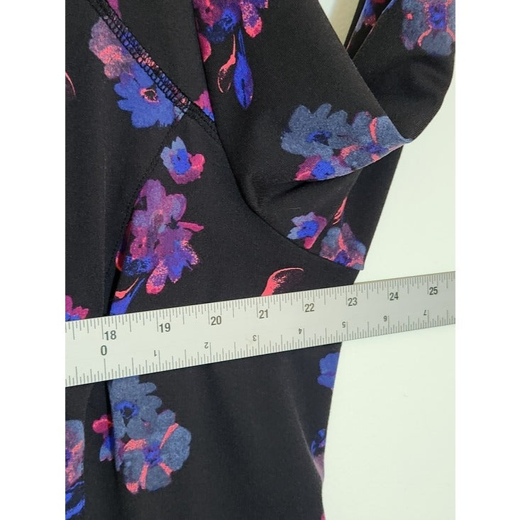 Livi by Lane Bryant Black and Blue Floral Print Activewear Jacket Size 18/20
