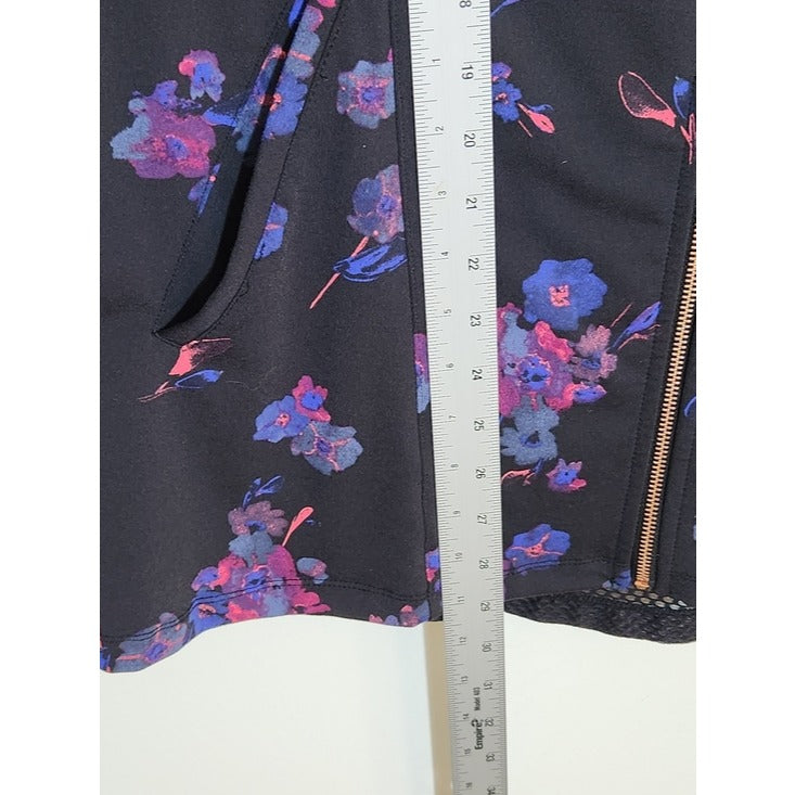 Livi by Lane Bryant Black and Blue Floral Print Activewear Jacket Size 18/20