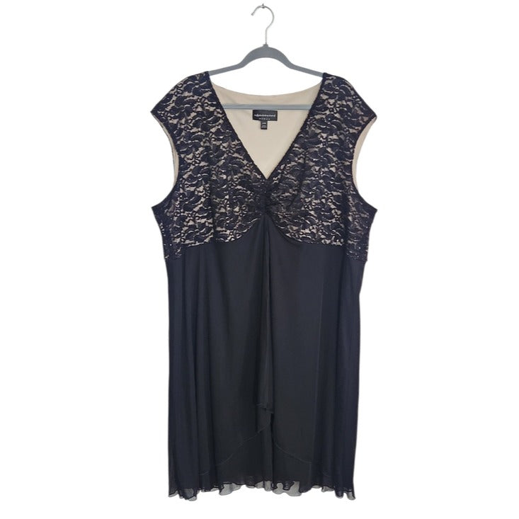 Connected Apparel Woman Black and Nude Lace Cocktail Dress Size 24