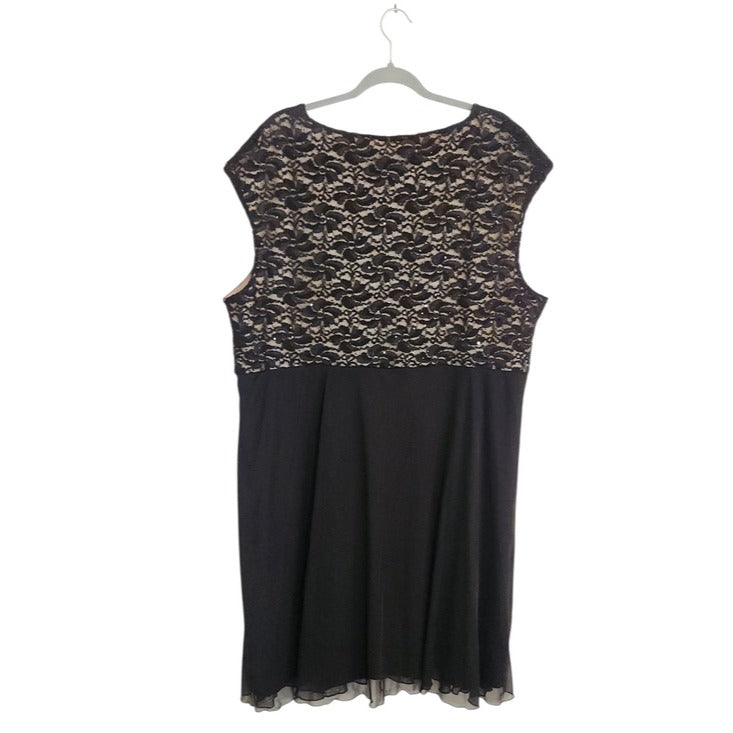Connected Apparel Woman Black and Nude Lace Cocktail Dress Size 24