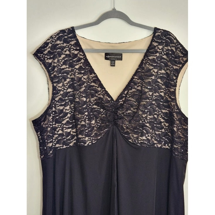 Connected Apparel Woman Black and Nude Lace Cocktail Dress Size 24