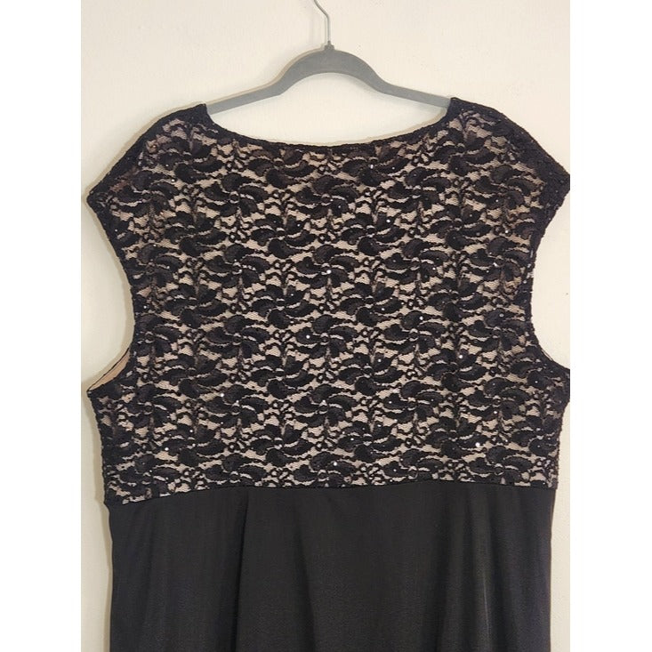 Connected Apparel Woman Black and Nude Lace Cocktail Dress Size 24
