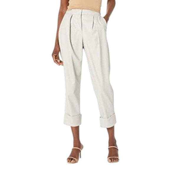 Trina Turk Oyster Gilded Faux Leather Capri Pants Size 2 NWT