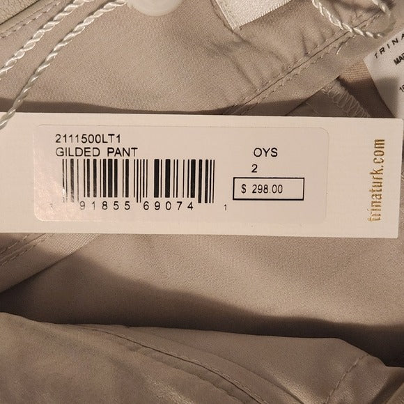 Trina Turk Oyster Gilded Faux Leather Capri Pants Size 2 NWT