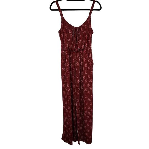 Market & Spruce Sleeveless Burgundy Floral Jumpsuit Size Small, New