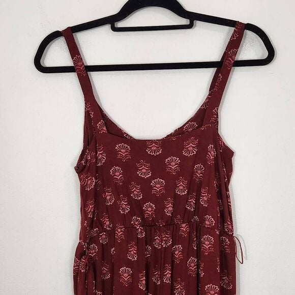 Market & Spruce Sleeveless Burgundy Floral Jumpsuit Size Small, New
