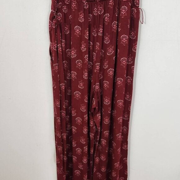 Market & Spruce Sleeveless Burgundy Floral Jumpsuit Size Small, New