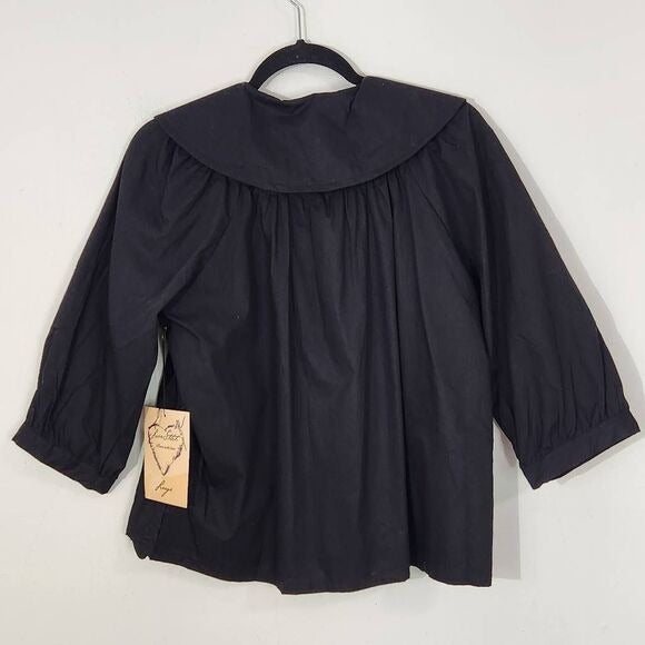 Lovestitch Black Embroidered Cotton Blazer Size Large Black Blazer New