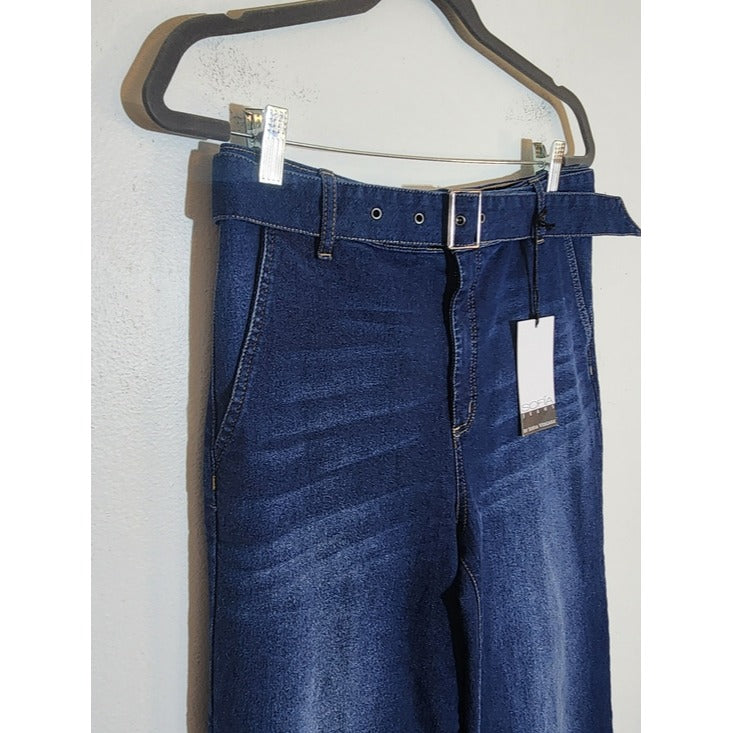 Sofia by Sofia Vergara Dark Wash Wide Leg Jeans with Belt Size 10 NWT