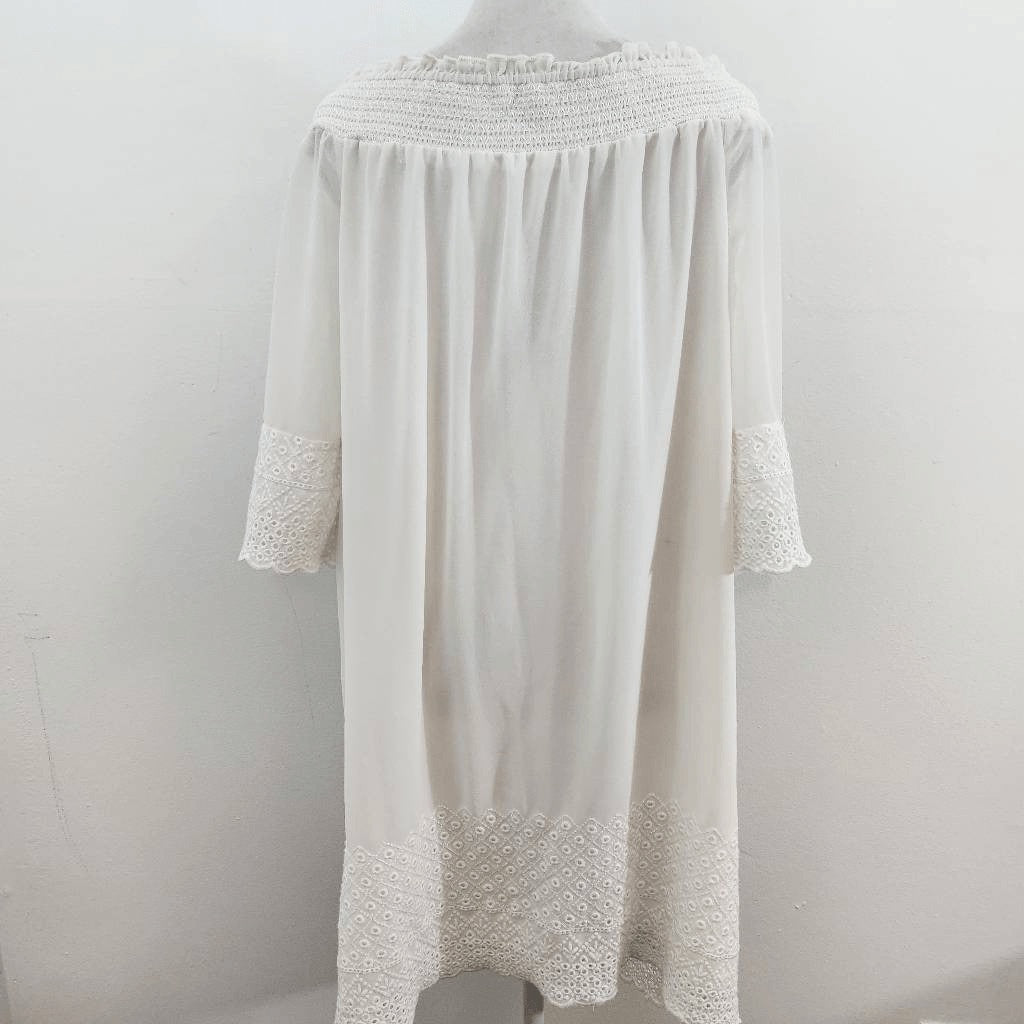 Maurices White Off The Shoulder Dress NWT Size Large Smocked Ivory Dress