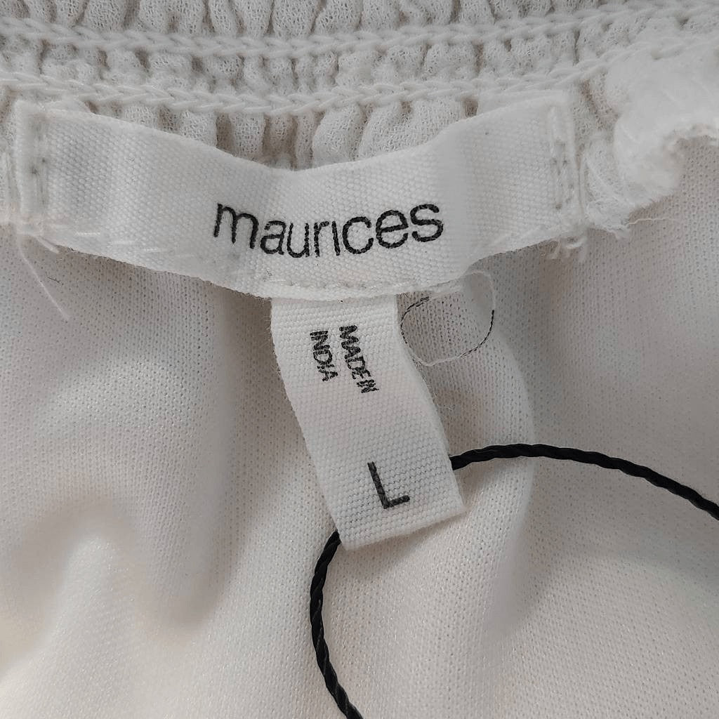 Maurices White Off The Shoulder Dress NWT Size Large Smocked Ivory Dress