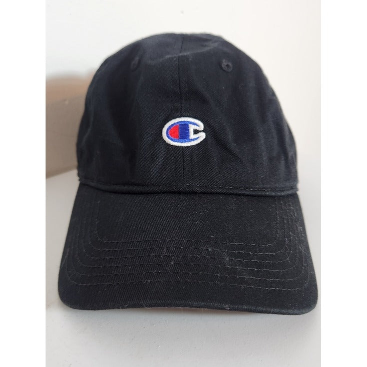 Champion Black Baseball Hat with Logo Patch One Size Adjustable