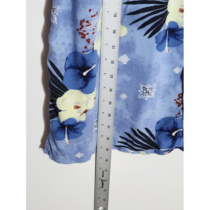 M.E. Sport Blue Floral Hawaiian Short Sleeve Shirt Size Large