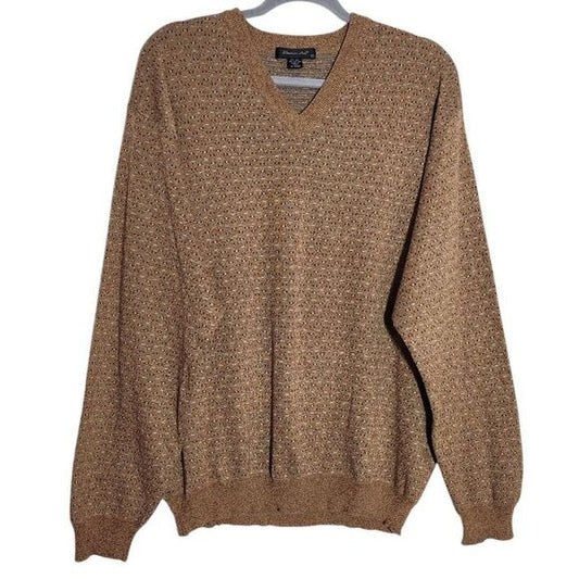 Windsor Lake Brown V-Neck Silk Sweater Size XL Preppy Brown Sweater