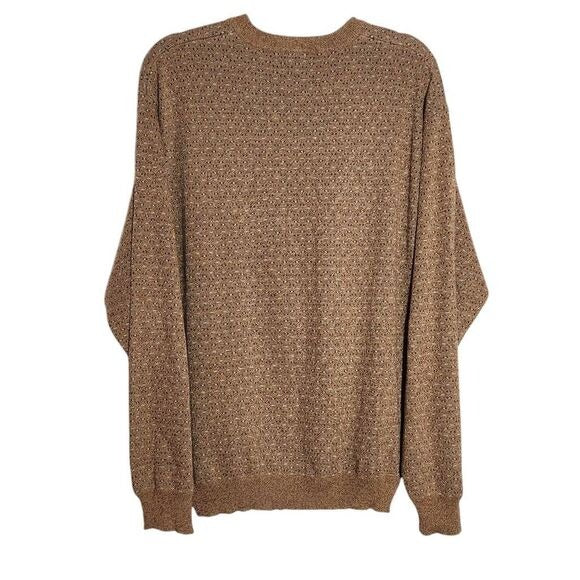 Windsor Lake Brown V-Neck Silk Sweater Size XL Preppy Brown Sweater