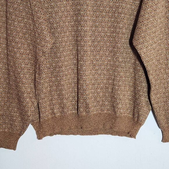 Windsor Lake Brown V-Neck Silk Sweater Size XL Preppy Brown Sweater