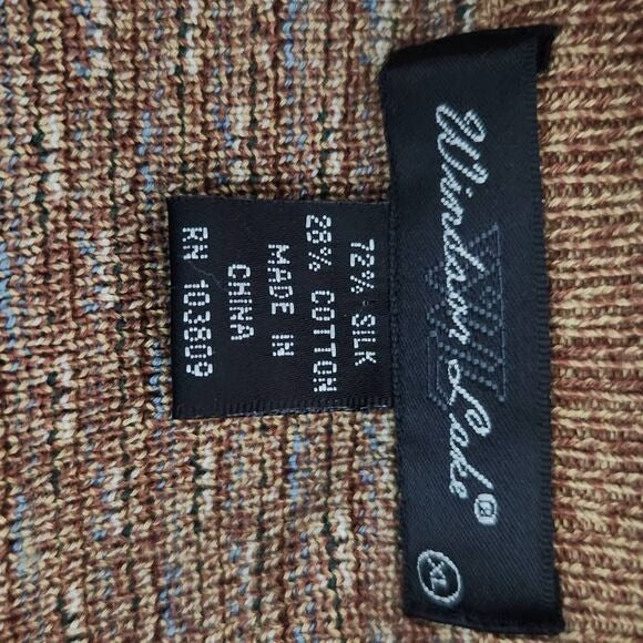 Windsor Lake Brown V-Neck Silk Sweater Size XL Preppy Brown Sweater