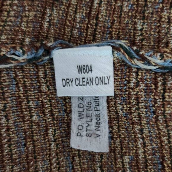Windsor Lake Brown V-Neck Silk Sweater Size XL Preppy Brown Sweater