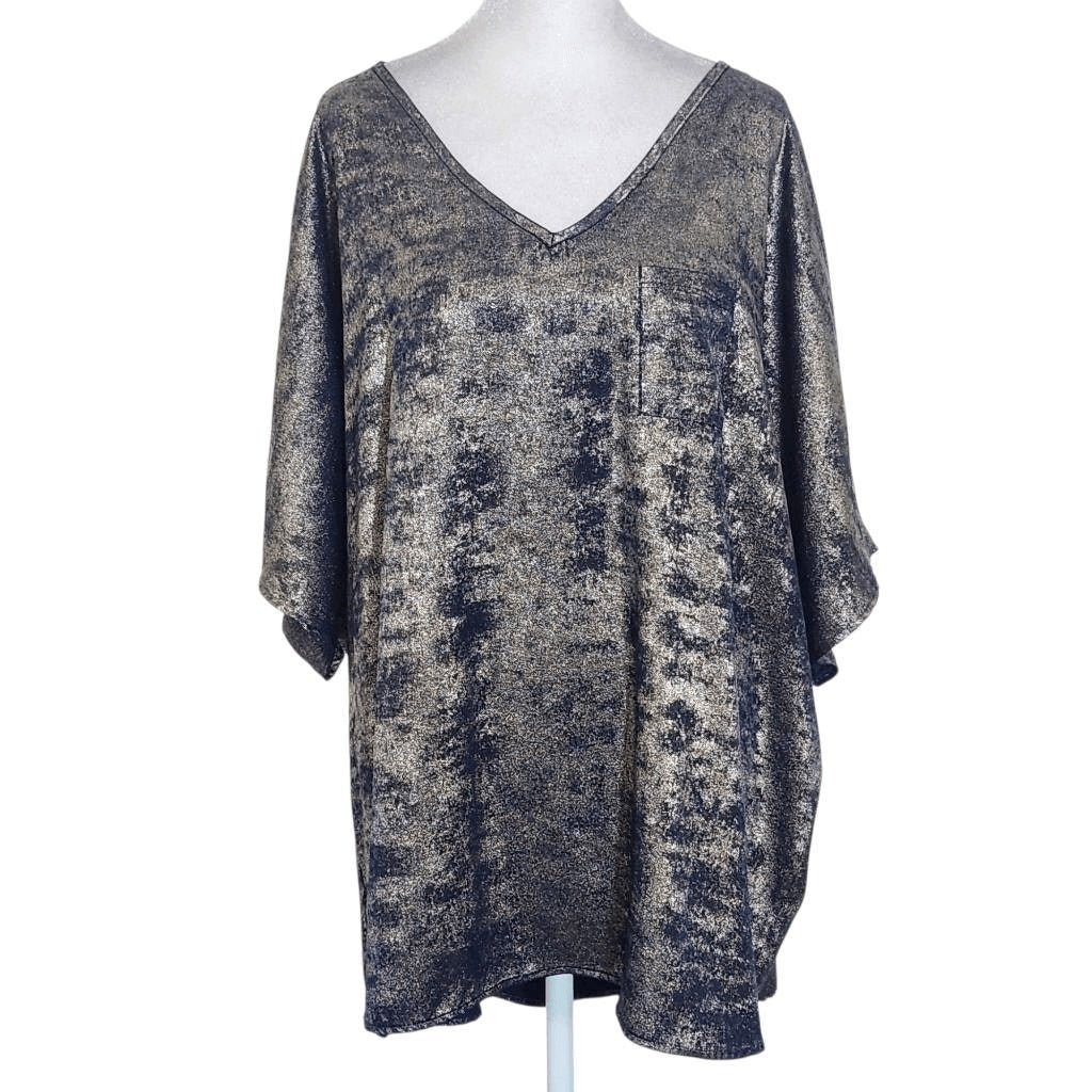 Jodifl Oversized Gold Short Sleeve Top Size Large Metallic Gold Oversized Top