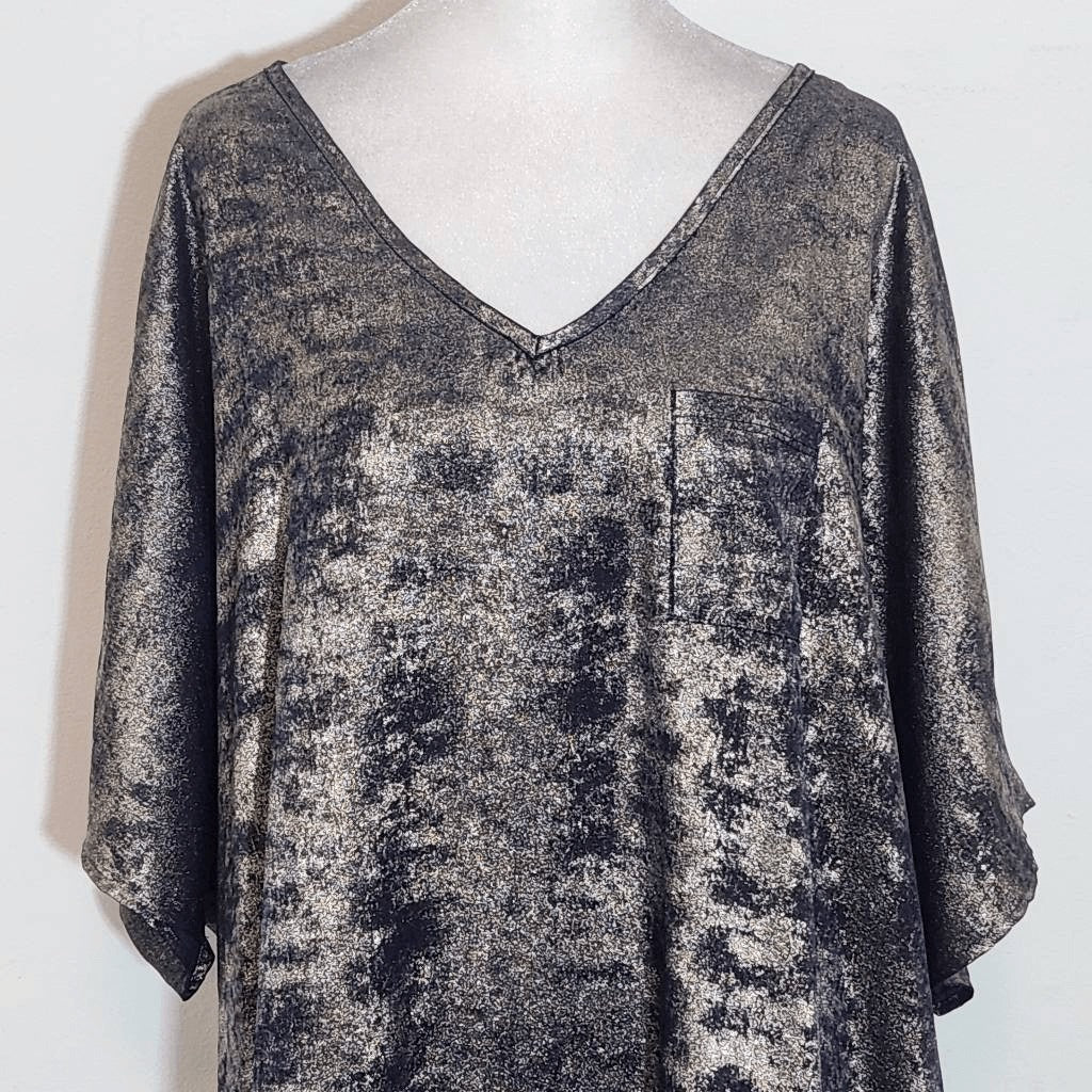 Jodifl Oversized Gold Short Sleeve Top Size Large Metallic Gold Oversized Top