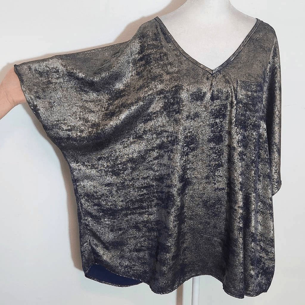 Jodifl Oversized Gold Short Sleeve Top Size Large Metallic Gold Oversized Top