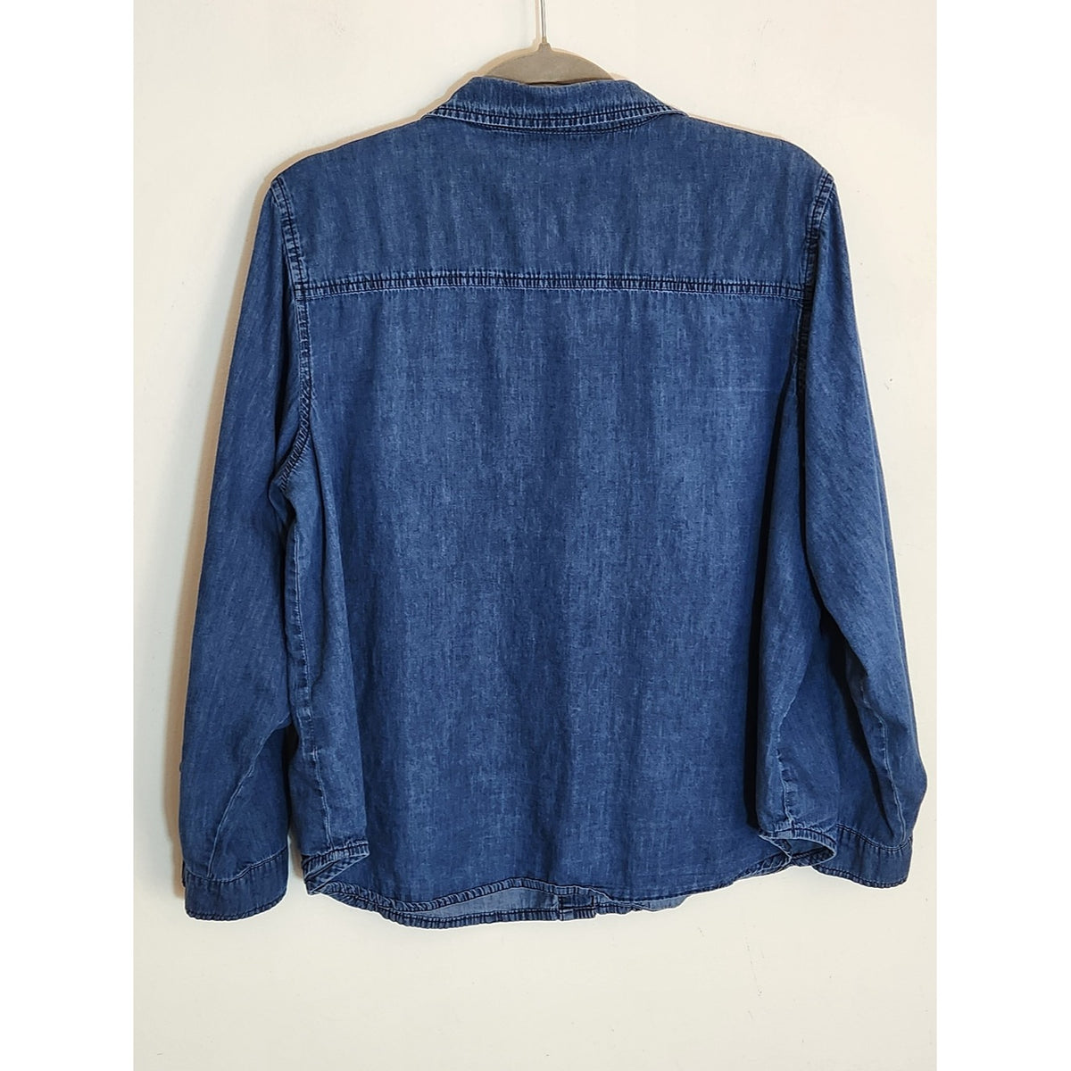 Highway Jeans Blue Chambray Button Up Boxy Shirt Size 1X Flaw