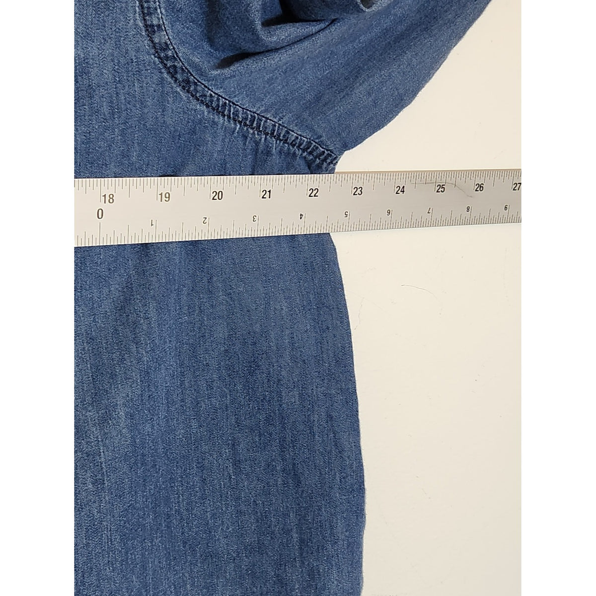 Highway Jeans Blue Chambray Button Up Boxy Shirt Size 1X Flaw