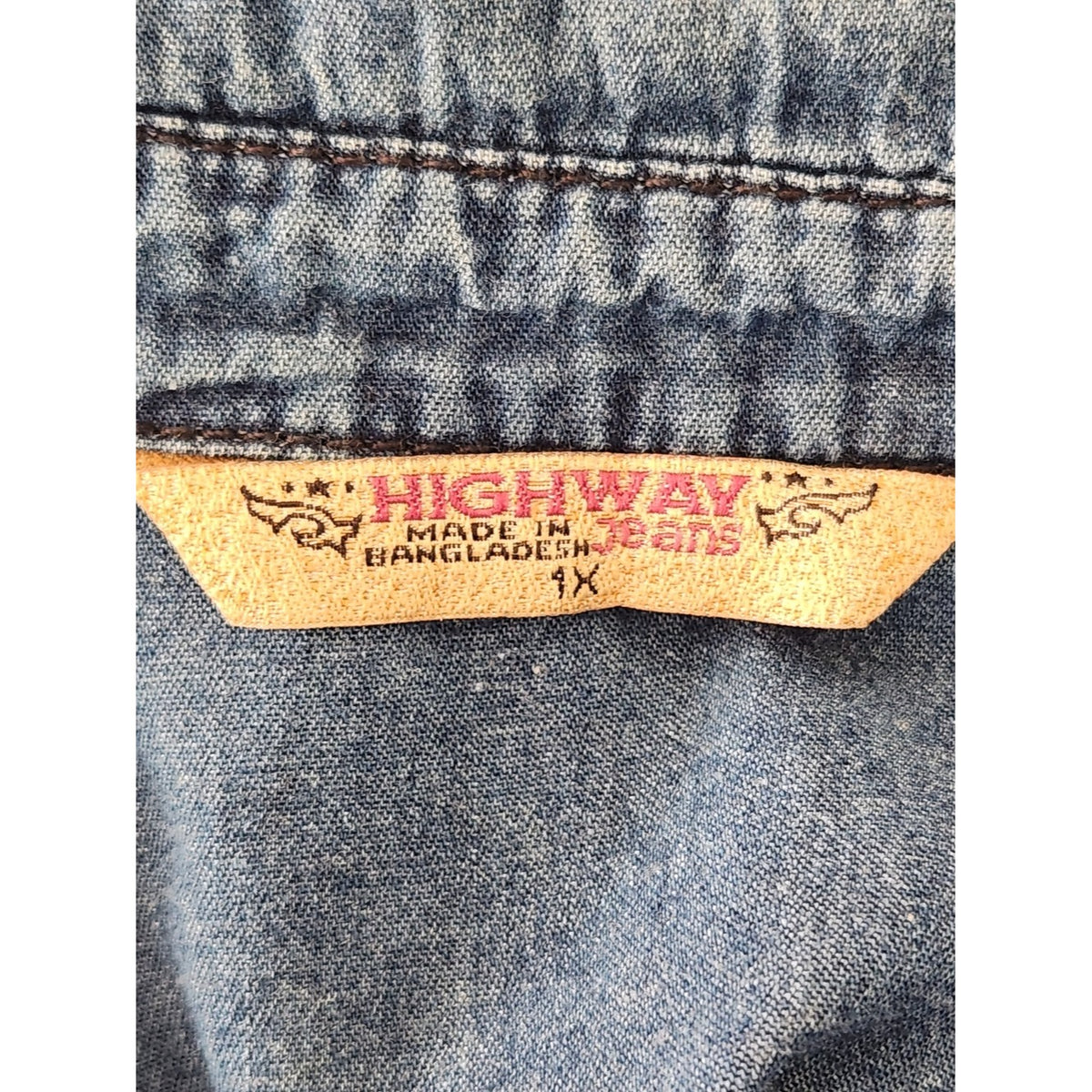 Highway Jeans Blue Chambray Button Up Boxy Shirt Size 1X Flaw