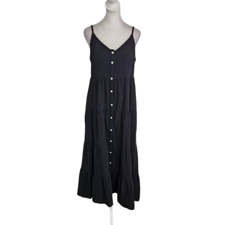 Universal Thread Black Cotton Gauze Midi Dress Size Medium NWT