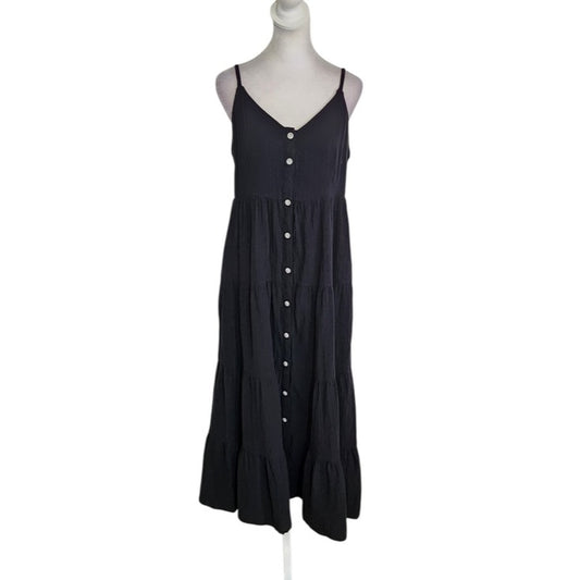 Universal Thread Black Cotton Gauze Midi Dress Size Medium NWT