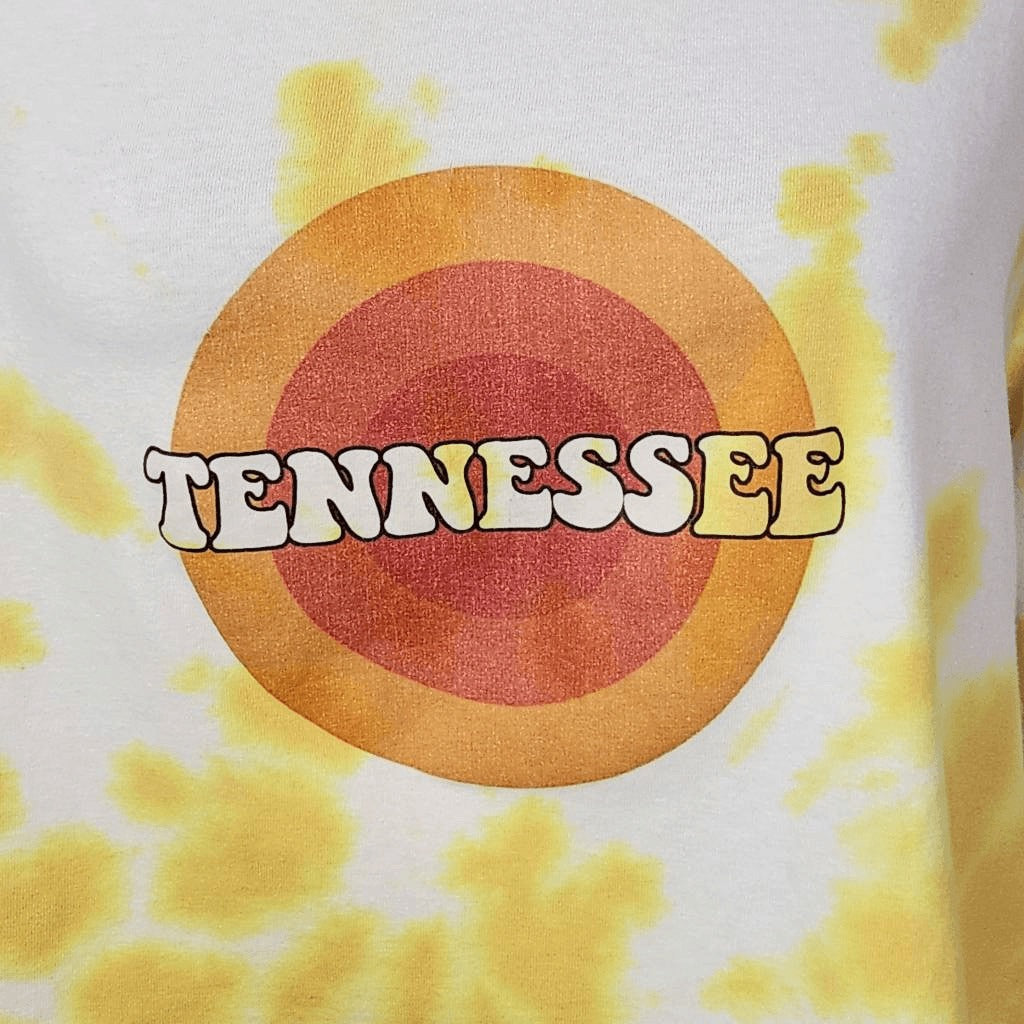 Tennessee Vols Tie-Dye Cropped Tee Size Medium Orange and White Vols Top