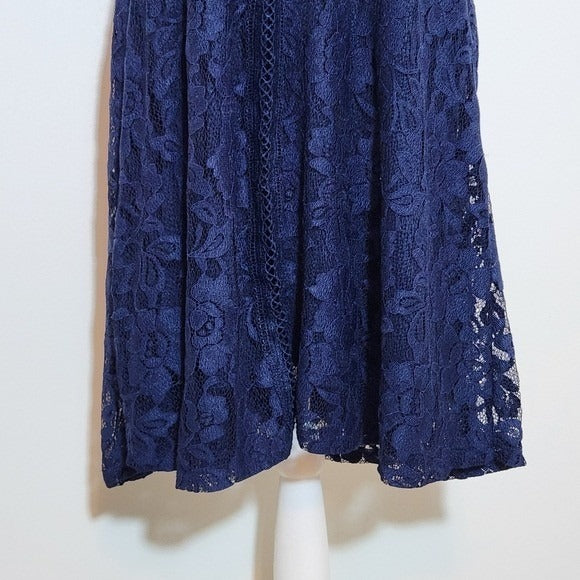 Ambiance Sleeveless Navy Blue Lace Mini Dress Size Medium Wedding Guest Dress