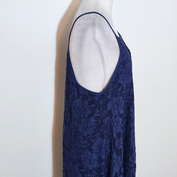 Ambiance Sleeveless Navy Blue Lace Mini Dress Size Medium Wedding Guest Dress