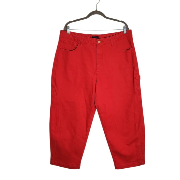 Free Assembly Red Cropped Utility Carpenter Barrel Jeans Size 16