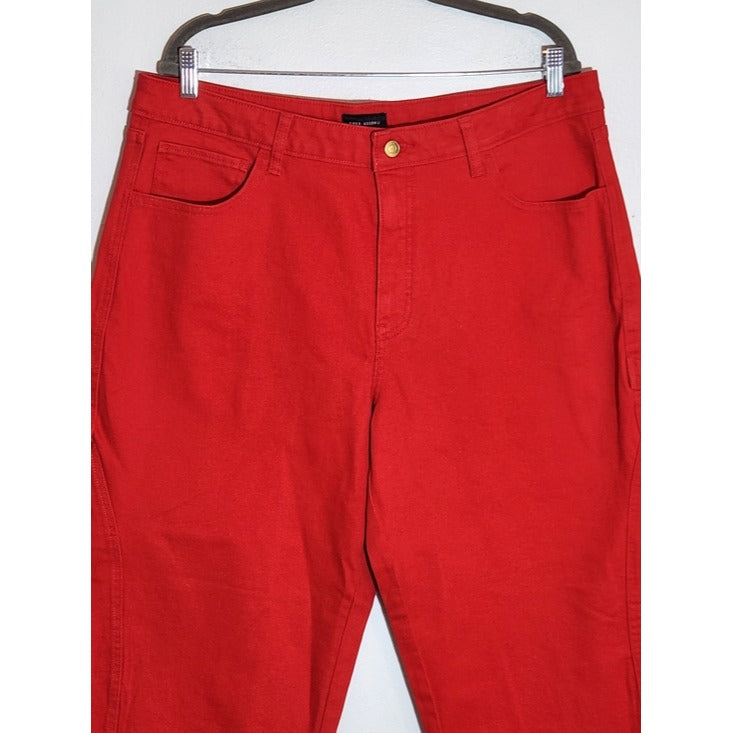 Free Assembly Red Cropped Utility Carpenter Barrel Jeans Size 16