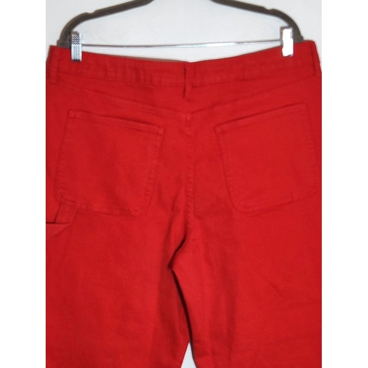 Free Assembly Red Cropped Utility Carpenter Barrel Jeans Size 16